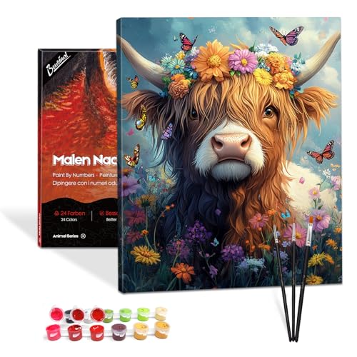 Bougimal Malen Nach Zahlen Erwachsene Tiere Mit Rahmen inklusive Pinsel und Acrylfarben - 40 x 50 cm, Kuh Bougimal Malen Nach Zahlen Erwachsene Tiere Mit Rahmen inklusive Pinsel und Acrylfarben - 40 x 50 cm, Kuh von Bougimal