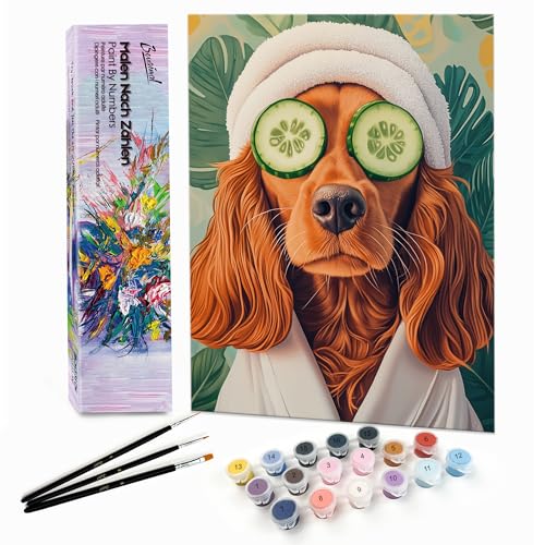 Bougimal Malen Nach Zahlen Erwachsene Tiere Ohen Rahmen inklusive Pinsel und Acrylfarben - 28x35cm, Hund im Bad 1 Bougimal Malen Nach Zahlen Erwachsene Tiere Ohen Rahmen inklusive Pinsel und Acrylfarben - 28x35cm, Hund im Bad 1 von Bougimal