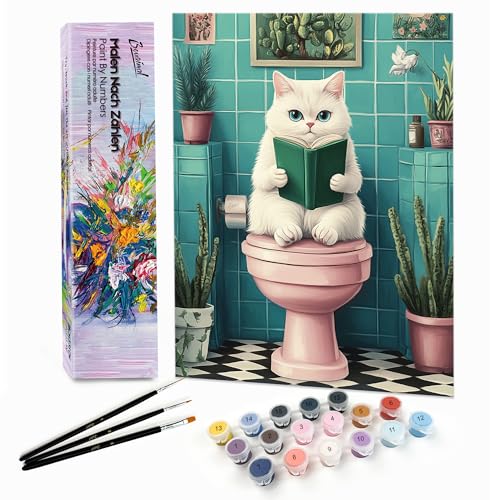Bougimal Malen Nach Zahlen Erwachsene Tiere Ohen Rahmen inklusive Pinsel und Acrylfarben - 28x35cm, Katze mit Buch Bougimal Malen Nach Zahlen Erwachsene Tiere Ohen Rahmen inklusive Pinsel und Acrylfarben - 28x35cm, Katze mit Buch von Bougimal
