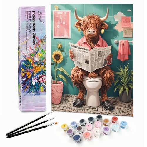 Bougimal Malen Nach Zahlen Erwachsene Tiere Ohen Rahmen inklusive Pinsel und Acrylfarben - 28x35cm, Lesendes Rind 01 Bougimal Malen Nach Zahlen Erwachsene Tiere Ohen Rahmen inklusive Pinsel und Acrylfarben - 28x35cm, Lesendes Rind 01 von Bougimal