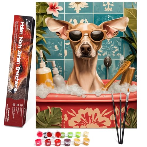 Bougimal Malen Nach Zahlen Erwachsene Tiere Ohen Rahmen inklusive Pinsel und Acrylfarben - 40 x 50 cm, Bäuchendes Welpe Bougimal Malen Nach Zahlen Erwachsene Tiere Ohen Rahmen inklusive Pinsel und Acrylfarben - 40 x 50 cm, Bäuchendes Welpe von Bougimal