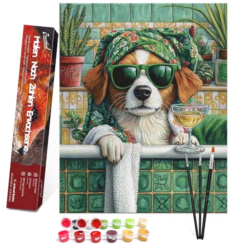 Bougimal Malen Nach Zahlen Erwachsene Tiere Ohen Rahmen inklusive Pinsel und Acrylfarben - 40 x 50 cm, Freizeit Tier Hund 2 Bougimal Malen Nach Zahlen Erwachsene Tiere Ohen Rahmen inklusive Pinsel und Acrylfarben - 40 x 50 cm, Freizeit Tier Hund 2 von Bougimal