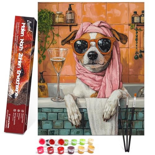 Bougimal Malen Nach Zahlen Erwachsene Tiere Ohen Rahmen inklusive Pinsel und Acrylfarben - 40 x 50 cm, Freizeit Tier Hund 3 Bougimal Malen Nach Zahlen Erwachsene Tiere Ohen Rahmen inklusive Pinsel und Acrylfarben - 40 x 50 cm, Freizeit Tier Hund 3 von Bougimal
