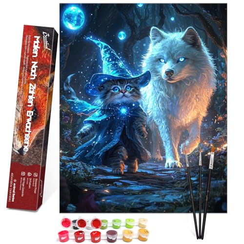 Bougimal Malen Nach Zahlen Erwachsene Tiere Ohen Rahmen inklusive Pinsel und Acrylfarben - 40 x 50 cm, Katze und Wolf Bougimal Malen Nach Zahlen Erwachsene Tiere Ohen Rahmen inklusive Pinsel und Acrylfarben - 40 x 50 cm, Katze und Wolf von Bougimal