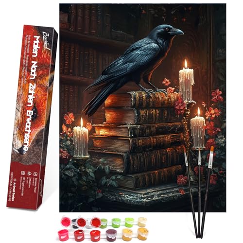 Bougimal Malen Nach Zahlen Erwachsene Tiere Ohen Rahmen inklusive Pinsel und Acrylfarben - 40 x 50 cm, Krähe und Bücher Bougimal Malen Nach Zahlen Erwachsene Tiere Ohen Rahmen inklusive Pinsel und Acrylfarben - 40 x 50 cm, Krähe und Bücher von Bougimal