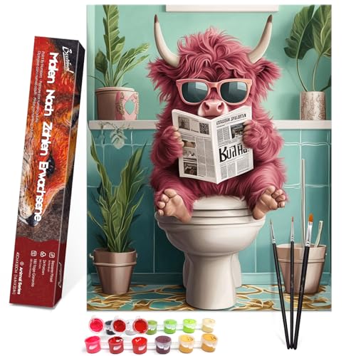Bougimal Malen Nach Zahlen Erwachsene Tiere Ohen Rahmen inklusive Pinsel und Acrylfarben - 40 x 50 cm, Lesendes Kälbchen 2 Bougimal Malen Nach Zahlen Erwachsene Tiere Ohen Rahmen inklusive Pinsel und Acrylfarben - 40 x 50 cm, Lesendes Kälbchen 2 von Bougimal