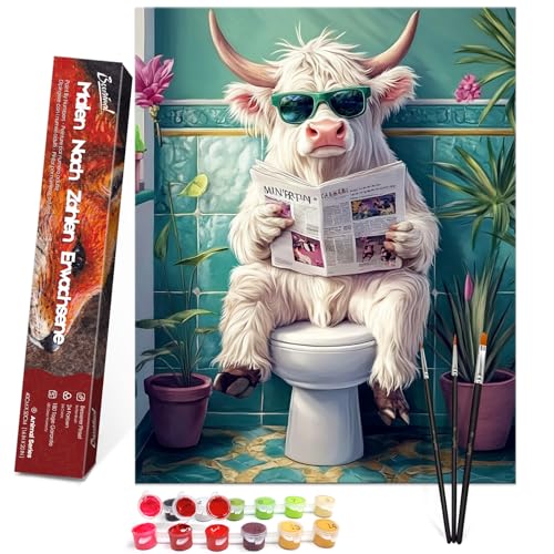 Bougimal Malen Nach Zahlen Erwachsene Tiere Ohen Rahmen inklusive Pinsel und Acrylfarben - 40 x 50 cm, Lesendes Kälbchen Bougimal Malen Nach Zahlen Erwachsene Tiere Ohen Rahmen inklusive Pinsel und Acrylfarben - 40 x 50 cm, Lesendes Kälbchen von Bougimal