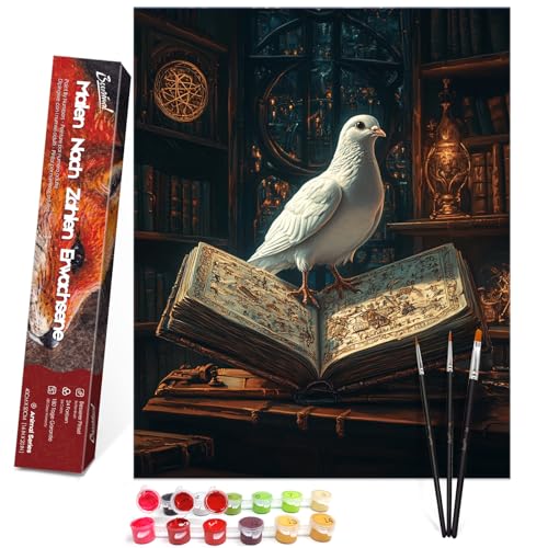 Bougimal Malen Nach Zahlen Erwachsene Tiere Ohen Rahmen inklusive Pinsel und Acrylfarben - 40 x 50 cm, Weiße Taube und Bücher Bougimal Malen Nach Zahlen Erwachsene Tiere Ohen Rahmen inklusive Pinsel und Acrylfarben - 40 x 50 cm, Weiße Taube und Bücher von Bougimal