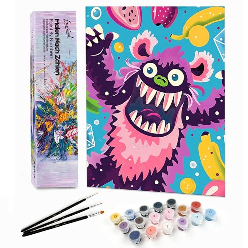 Bougimal Malen Nach Zahlen Erwachsene Tiere Ohne Rahmen inklusive Pinsel und Acrylfarben - 28 x 35 cm, Bunte Monster Bougimal Malen Nach Zahlen Erwachsene Tiere Ohne Rahmen inklusive Pinsel und Acrylfarben - 28 x 35 cm, Bunte Monster von Bougimal
