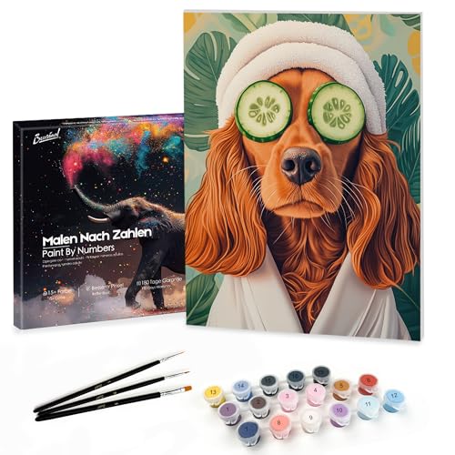 Bougimal Malen Nach Zahlen Erwachsene Tiere mit Rahmen inklusive Pinsel und Acrylfarben - 28 x 35 cm, Hund im Bad 1 Bougimal Malen Nach Zahlen Erwachsene Tiere mit Rahmen inklusive Pinsel und Acrylfarben - 28 x 35 cm, Hund im Bad 1 von Bougimal