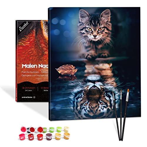 Bougimal Malen Nach Zahlen Erwachsene Tiere mit Rahmen inklusive Pinsel und Acrylfarben - 40 x 50 cm, Katze und Tiger Bougimal Malen Nach Zahlen Erwachsene Tiere mit Rahmen inklusive Pinsel und Acrylfarben - 40 x 50 cm, Katze und Tiger von Bougimal