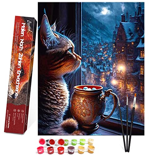 Bougimal Malen Nach Zahlen Erwachsene Tiere ohne Rahmen inklusive Pinsel und Acrylfarben - 40 x 50 cm, Katzen Bougimal Malen Nach Zahlen Erwachsene Tiere ohne Rahmen inklusive Pinsel und Acrylfarben - 40 x 50 cm, Katzen von Bougimal
