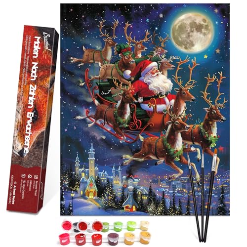 Bougimal Malen Nach Zahlen Erwachsene Weihnachten ohne Rahmen inklusive Pinsel und Acrylfarben - 40 x 50 cm, Weihnachtskutschen Bougimal Malen Nach Zahlen Erwachsene Weihnachten ohne Rahmen inklusive Pinsel und Acrylfarben - 40 x 50 cm, Weihnachtskutschen von Bougimal