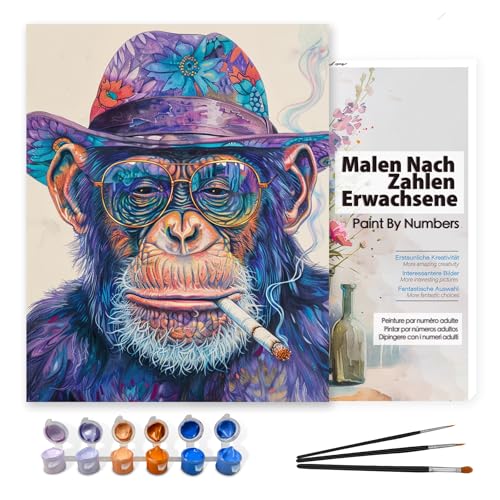 Bougimal Malen nach Zahlen Erwachsene, DIY Handgemalt Ölgemälde Kit Mit 3 Pinseln und Acrylfarbe, Als Geschenk 40X50CM, Ohne Rahmen, Gorilla Bougimal Malen nach Zahlen Erwachsene, DIY Handgemalt Ölgemälde Kit Mit 3 Pinseln und Acrylfarbe, Als Geschenk 40X50CM, Ohne Rahmen, Gorilla von Bougimal