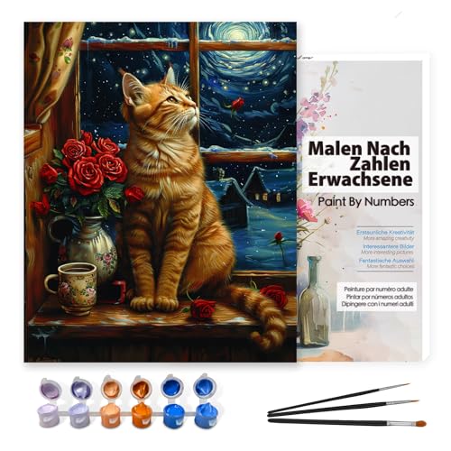 Bougimal Malen nach Zahlen Erwachsene, DIY Handgemalt Ölgemälde Kit Mit 3 Pinseln und Acrylfarbe, Als Geschenk 40X50CM, Ohne Rahmen, Katze Bougimal Malen nach Zahlen Erwachsene, DIY Handgemalt Ölgemälde Kit Mit 3 Pinseln und Acrylfarbe, Als Geschenk 40X50CM, Ohne Rahmen, Katze von Bougimal