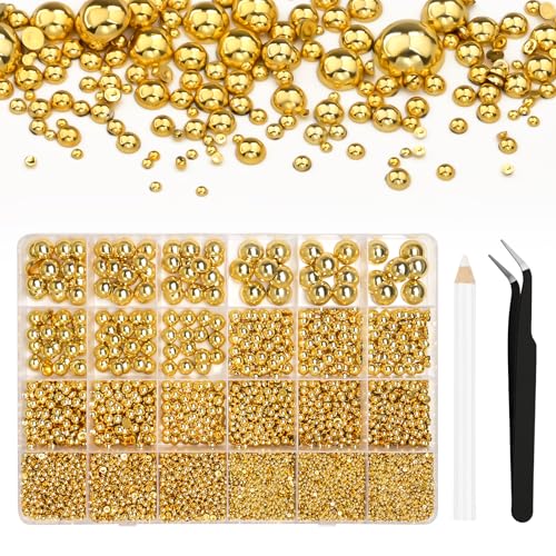 Bouiexye 13000 Stück Gold Perlen mit Flacher Rückseite 2/3/4/5/6/8/10mm Halbrunde Perlen für Heimwerker Bastelarbeiten Nagelkunst Schuhe Handyhüllen Usw Bouiexye 13000 Stück Gold Perlen mit Flacher Rückseite 2/3/4/5/6/8/10mm Halbrunde Perlen für Heimwerker Bastelarbeiten Nagelkunst Schuhe Handyhüllen Usw von Bouiexye
