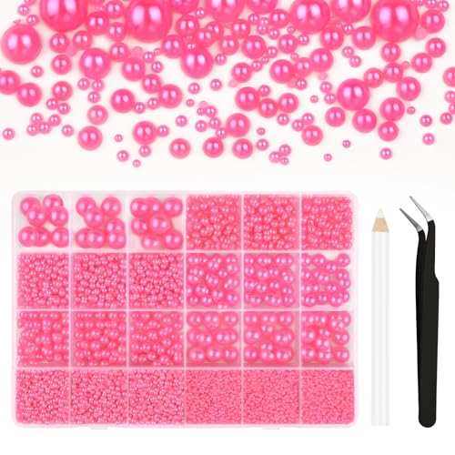 Bouiexye 13000 Stück Pfirsich Perlen mit Flacher Rückseite 2/3/4/5/6/8/10mm Halbrunde Perlen für Heimwerker Bastelarbeiten Nagelkunst Schuhe Handyhüllen Usw von Bouiexye
