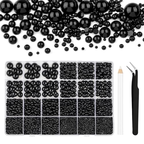 Bouiexye 13000 Stück Schwarz Perlen mit Flacher Rückseite 2/3/4/5/6/8/10mm Halbrunde Perlen für Heimwerker Bastelarbeiten Nagelkunst Schuhe Handyhüllen Usw Bouiexye 13000 Stück Schwarz Perlen mit Flacher Rückseite 2/3/4/5/6/8/10mm Halbrunde Perlen für Heimwerker Bastelarbeiten Nagelkunst Schuhe Handyhüllen Usw von Bouiexye