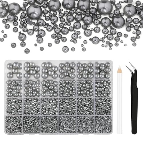 Bouiexye 13000 Stück Silbergrau Perlen mit Flacher Rückseite 2/3/4/5/6/8/10mm Halbrunde Perlen für Heimwerker Bastelarbeiten Nagelkunst Schuhe Handyhüllen Usw Bouiexye 13000 Stück Silbergrau Perlen mit Flacher Rückseite 2/3/4/5/6/8/10mm Halbrunde Perlen für Heimwerker Bastelarbeiten Nagelkunst Schuhe Handyhüllen Usw von Bouiexye
