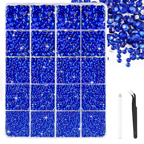 Bouiexye Dunkelblau Strasssteinen Set 28000 Stück Nailart Strasssteine Mit 1 Pinzette und Stift Geeignet für die DIY Dekoration von Kleidung Schuhen Nagelkunst Malerei usw von Bouiexye