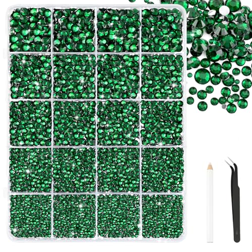 Bouiexye Dunkelgrün Strasssteinen Set 28000 Stück Nailart Strasssteine Mit 1 Pinzette und Stift Geeignet für die DIY Dekoration von Kleidung Schuhen Nagelkunst Malerei usw von Bouiexye