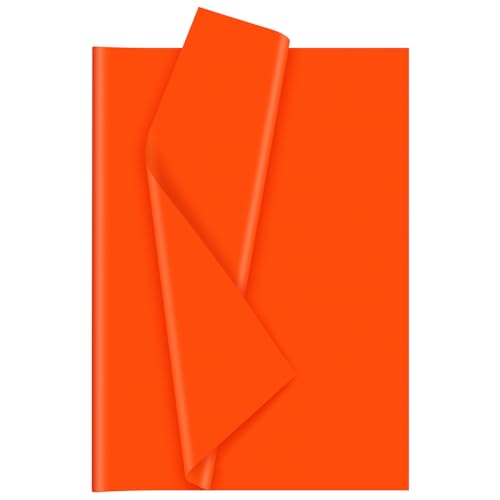 Bouiexye Orange Seidenpapier für Geschenktüten 60 Blatt Seidenpapier Bulk 51x37cm Weihnachten Seidenpapier zum Verpacken Verpackungspapier für Füller Blumen Geburtsta Hochzeit Dekor von Bouiexye