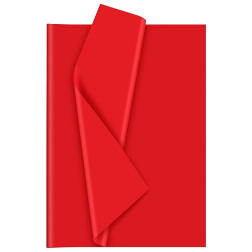 Bouiexye Rot Seidenpapier für Geschenktüten - 60 Blatt, 51x37cm - Weihnachten, Geburtstag - Verpackungspapier zum Füllen, Basteln, Dekorieren von Bouiexye