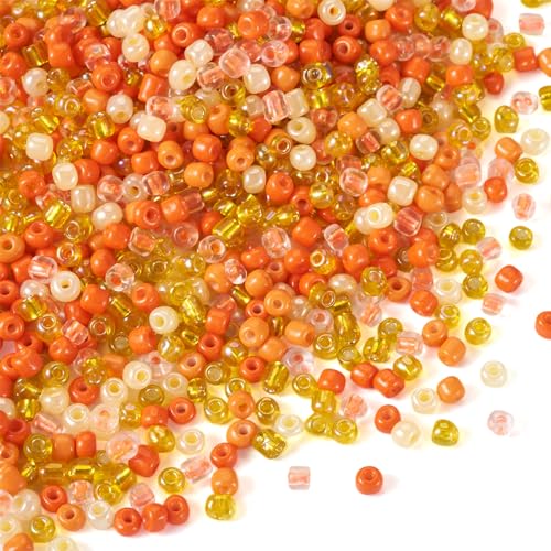 Boutigem, 100 g orange und gelbe Glas-Rocailles, 4 mm, runde kleine Pony-Perlen, für die Herstellung von Halsketten, Armbändern und Schmuck Boutigem, 100 g orange und gelbe Glas-Rocailles, 4 mm, runde kleine Pony-Perlen, für die Herstellung von Halsketten, Armbändern und Schmuck von Boutigem