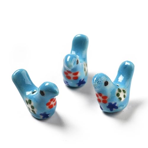 Boutigem 10 Stück Himmelblaue Tauben-Porzellan-Perlen, Taube mit Blumenmuster, Keramikperlen, Blumen-Vogel, handgefertigte Bastelperlen, Tier-Abstandshalter, Perlen für Bastelarbeiten, Armbänder Boutigem 10 Stück Himmelblaue Tauben-Porzellan-Perlen, Taube mit Blumenmuster, Keramikperlen, Blumen-Vogel, handgefertigte Bastelperlen, Tier-Abstandshalter, Perlen für Bastelarbeiten, Armbänder von Boutigem