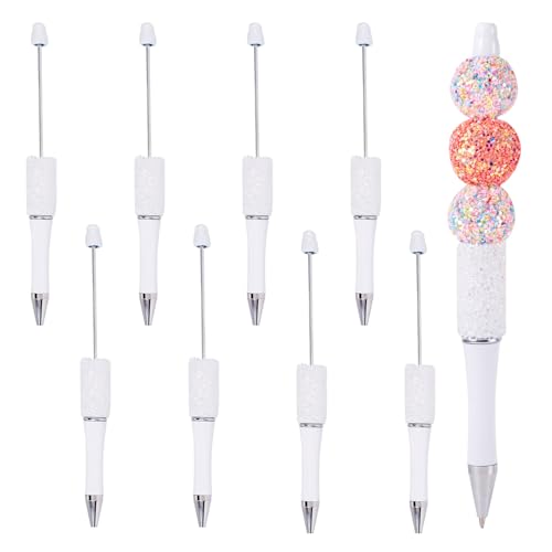 Boutigem 10 Stück weiße DIY Perlenstifte Kunststoff Diamant Perlen Stift Strass Kugelschreiber für Büro Schule Student Lehrer Stift Dekor Supplies von Boutigem