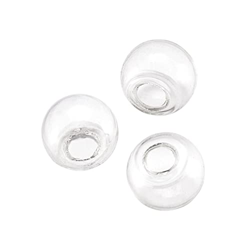 Boutigem 100 Stück transparente geblasene Glasperlen runde Kugelflaschen Perlen 14 mm für Ohrstecker, Halsketten, Basteln mit 3 ~ 5 mm halbem Loch von Boutigem