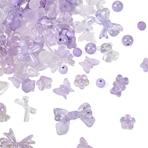 Boutigem 100 g Acryl süße Perlen lila Armband Halskette Making Kit Candy Farbe lose Perlen für Schmuckherstellung DIY Handwerk violett von Boutigem