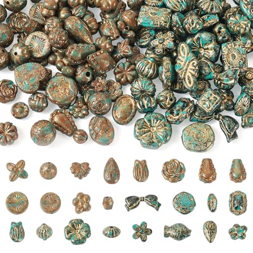 Boutigem 100 g Vintage-Acrylperlen, Blume, Fische, Rosenform, lose Perlen, rund, goldfarben, Metallummantelung, Perlen für Schmuckherstellung, Armbänder, Halsketten, Ohrringe Boutigem 100 g Vintage-Acrylperlen, Blume, Fische, Rosenform, lose Perlen, rund, goldfarben, Metallummantelung, Perlen für Schmuckherstellung, Armbänder, Halsketten, Ohrringe von Boutigem