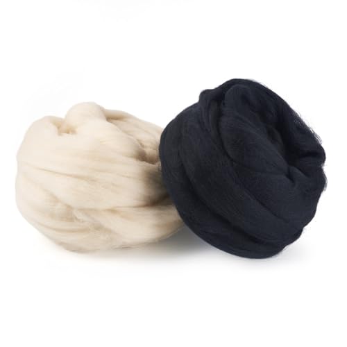 Boutigem 100 g schwarz-weiße Wolle zum Nadelfilzen, weiches klobiges Wollgarn, Spinnwolle für Anfänger, DIY, Handarbeit, Tierweben, Mischen, Nadelfilzzubehör Boutigem 100 g schwarz-weiße Wolle zum Nadelfilzen, weiches klobiges Wollgarn, Spinnwolle für Anfänger, DIY, Handarbeit, Tierweben, Mischen, Nadelfilzzubehör von Boutigem