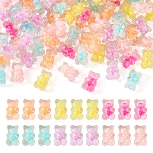 Boutigem 100 g transparente Acryl-Gummibär-Perlen, niedliches Tier, lose Acrylperlen für Halsketten, Armbänder, Schmuckherstellung, DIY Handwerk von Boutigem