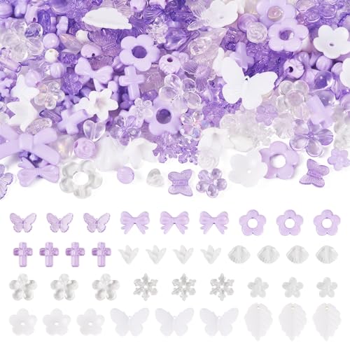 Boutigem 100 g transparente Acrylperlen, blickdicht, flache Rückseite, Schmetterlings-Charms, niedliche Blumenperlen für Haar-Halsketten, Armbänder, Ohrringe, Anhänger, Schmuckherstellung von Boutigem