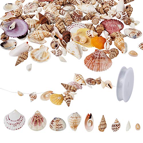 Boutigem 104 Stück gemischte Formen Muschelperlen Jakobsmuschel Sprial Trompete Muschel Perlen für DIY Strand Armband Halskette Aquarium Vase Füllung Dekor von Boutigem
