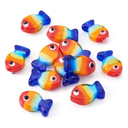 Boutigem 12 Stück Regenbogen-Lampwork-Fischperlen, niedliche Cartoon-Fisch-Glasperlen, bunt, Ozean-Tiere, handgefertigte Bastelperlen, Meerestier-Abstandshalter, Perlen für Bastelarbeiten, Armbänder Boutigem 12 Stück Regenbogen-Lampwork-Fischperlen, niedliche Cartoon-Fisch-Glasperlen, bunt, Ozean-Tiere, handgefertigte Bastelperlen, Meerestier-Abstandshalter, Perlen für Bastelarbeiten, Armbänder von Boutigem