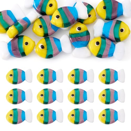 Boutigem 12 Stück handgefertigte Fisch-Lampwork-Perlen, bunte gestreifte Fischglasperlen, niedliches Cartoon-Meerestier, lose Abstandshalter, Perlen für Bastelarbeiten, Armbänder, Ohrringe, Halsketten Boutigem 12 Stück handgefertigte Fisch-Lampwork-Perlen, bunte gestreifte Fischglasperlen, niedliches Cartoon-Meerestier, lose Abstandshalter, Perlen für Bastelarbeiten, Armbänder, Ohrringe, Halsketten von Boutigem
