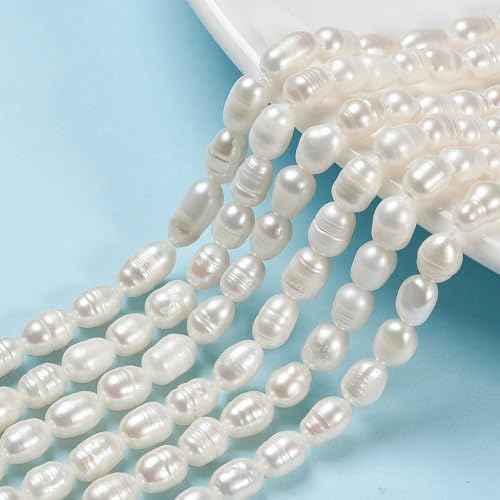 Boutigem 120 natürliche Süßwasserperlen, Muschelfarben, reisförmige Perlen für Schmuckherstellung, Bastelarbeiten Boutigem 120 natürliche Süßwasserperlen, Muschelfarben, reisförmige Perlen für Schmuckherstellung, Bastelarbeiten von Boutigem