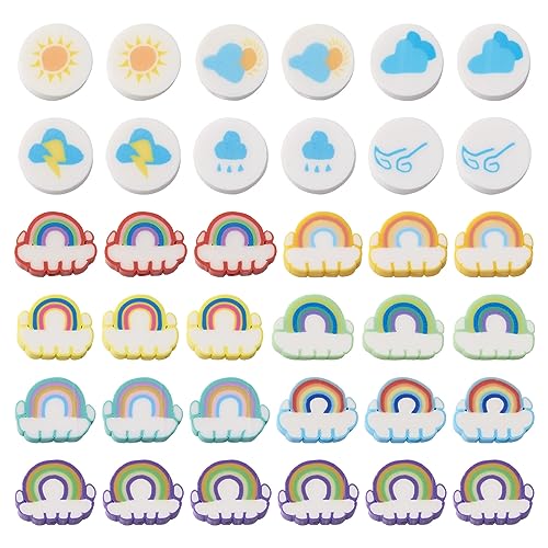 Boutigem 130 Stück regenbogenfarbene, handgefertigte Polymer-Ton-Perlen, Wetterthema, flache runde Tonperlen für Armbänder, Halsketten, Schmuckherstellung von Boutigem