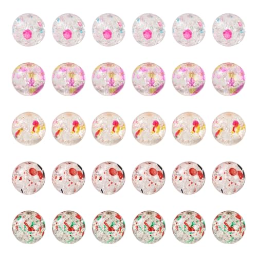 "Boutigem 150 Stück Crackle-Glas-Rundperlen, transparente Kristallperlen, bemalte Glasperlen für Halsketten, Armbänder, Schmuckherstellung, DIY-Handwerk von Boutigem