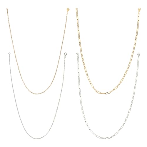 Boutigem 16 Stück 4 Stile Halskette Ketten Goldene Edelstahl Link Kabel Ketten Büroklammer Kette für Frauen DIY Schmuckherstellung Zubehör Boutigem 16 Stück 4 Stile Halskette Ketten Goldene Edelstahl Link Kabel Ketten Büroklammer Kette für Frauen DIY Schmuckherstellung Zubehör von Boutigem