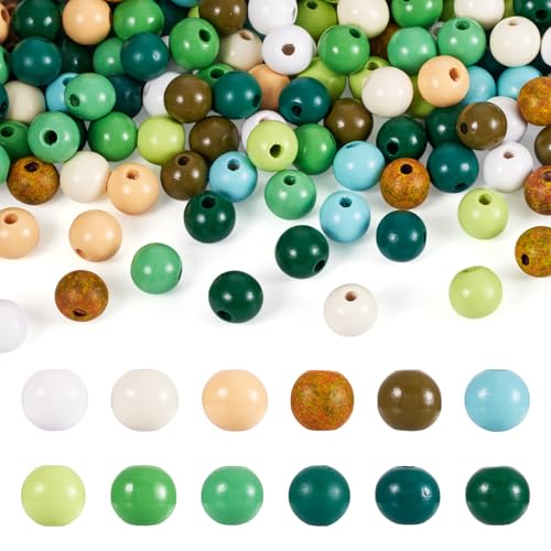Boutigem 180 Stück grüne Holzperlen, 12 Stile, 16 mm, bunte, runde Holzperlen für Bastelarbeiten, Schmuckherstellung, Schlüsselanhänger, Heimdekoration, Party-Dekoration Boutigem 180 Stück grüne Holzperlen, 12 Stile, 16 mm, bunte, runde Holzperlen für Bastelarbeiten, Schmuckherstellung, Schlüsselanhänger, Heimdekoration, Party-Dekoration von Boutigem