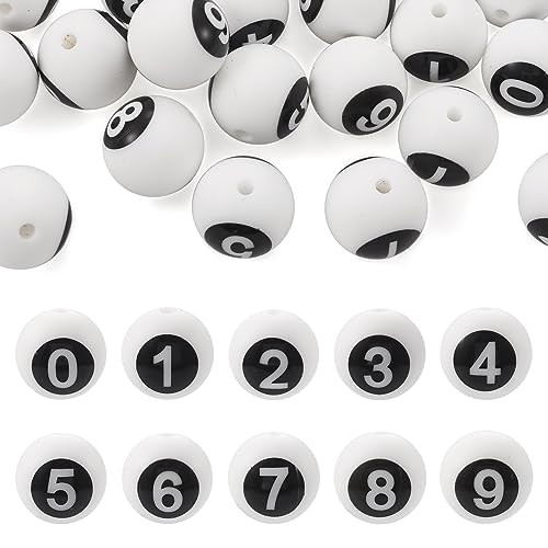 Boutigem 20 Stück 0–9 Zahlenperlen, 13,5 mm, runde Silikon-Zahlen-Abstandshalter, Billardkugelperlen, 10 Stile für DIY, Schlüsselband, Schlüsselanhänger, Armband, Perlen, Stift, Schmuckherstellung, Boutigem 20 Stück 0–9 Zahlenperlen, 13,5 mm, runde Silikon-Zahlen-Abstandshalter, Billardkugelperlen, 10 Stile für DIY, Schlüsselband, Schlüsselanhänger, Armband, Perlen, Stift, Schmuckherstellung, von Boutigem