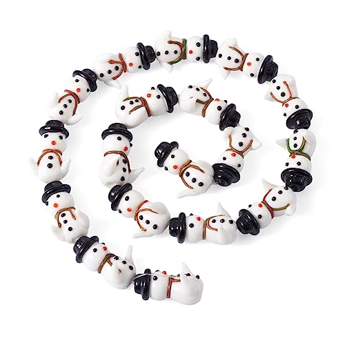 Boutigem 20 Stück Weihnachtsschneemann Lampwork Perlen handgefertigt niedlich Xmas Hängende Ornament Perlen für Schmuckherstellung DIY Handwerk Home Party Decor von Boutigem