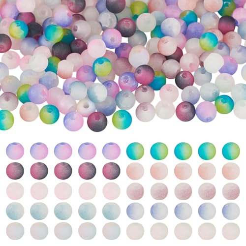 Boutigem 200 Stück 4 mm Milchglasperlen, rund, bunte Farbverlaufsfarben, Kristallperlen für Schmuckherstellung, Basteln, Armband, Halskette, Ohrring von Boutigem