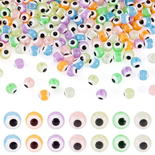 Boutigem 210 Stück 6 mm leuchtende Evil Eye runde Acrylperlen, leuchten im Dunkeln, runde Augen-Abstandshalter, Perlen für Bastelarbeiten, Armbänder, Halsketten, Schlüsselbänder, Schmuckherstellung Boutigem 210 Stück 6 mm leuchtende Evil Eye runde Acrylperlen, leuchten im Dunkeln, runde Augen-Abstandshalter, Perlen für Bastelarbeiten, Armbänder, Halsketten, Schlüsselbänder, Schmuckherstellung von Boutigem