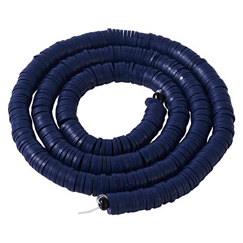 Boutigem 380 Stück flache runde Modelliermassen-Perlen, 6 mm Scheibe, lose Perlen für Halsketten, Armbänder, Schmuckherstellung, Mitternachtsblau Boutigem 380 Stück flache runde Modelliermassen-Perlen, 6 mm Scheibe, lose Perlen für Halsketten, Armbänder, Schmuckherstellung, Mitternachtsblau von Boutigem