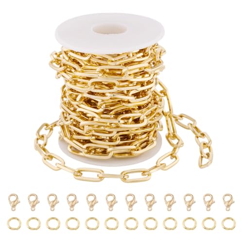 Boutigem 4,5 m lange Büroklammer-Halsketten-Ketten, Aluminium, flach, oval, mit Karabinerverschlüssen, Biegeringe für Schmuckherstellung, DIY-Armbänder von Boutigem